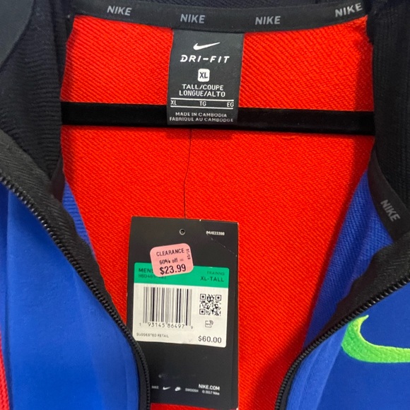 Nike Men's Dri-FIT Colorblock Full-Zip Hoodie XL-Tall Black, Red & Blue - Picture 9 of 15